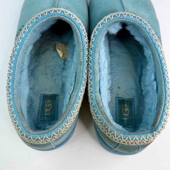 UGG Tasman Slippers Suede Lined Moccasin Shoes Deep Ice Teal Blue Womens Size 11 - Picture 9 of 10